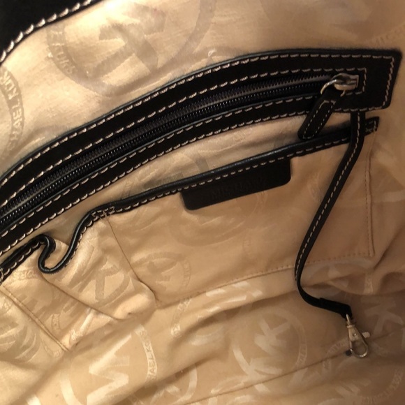 MICHAEL MICHAEL KORS Large Black Leather Tote Shoulder Bag Purse Silver Studs - Picture 8 of 16